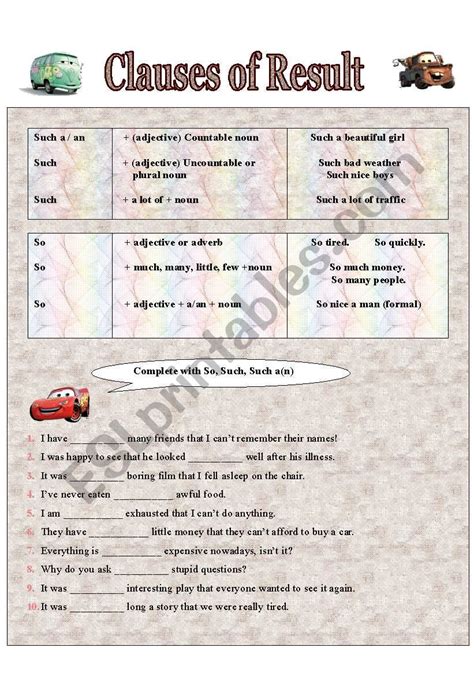 clauses of result|clauses of result exercises.